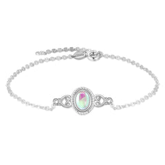 Oval Moon Stone Sterling Silver Bracelet