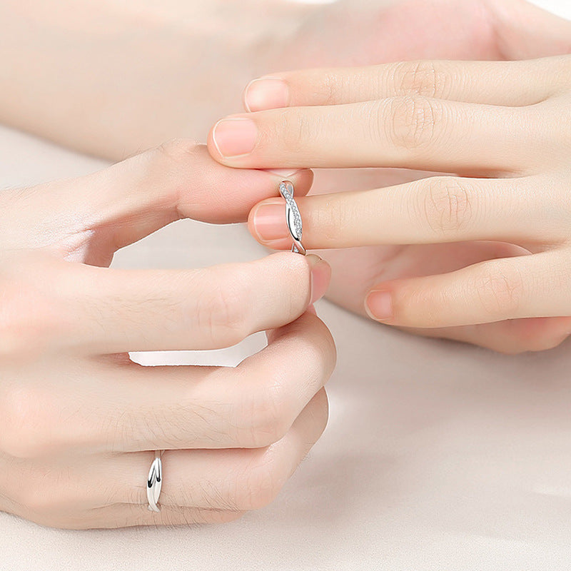 Interwoven Love Silver Couple Ring  for Women