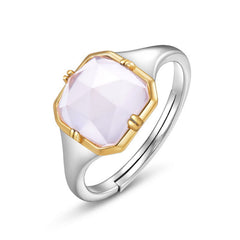 Stylish Cushion Cut Pink Crystal Opening Silver Ring