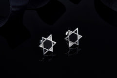 Hexagram Black Enamel Stud Earrings