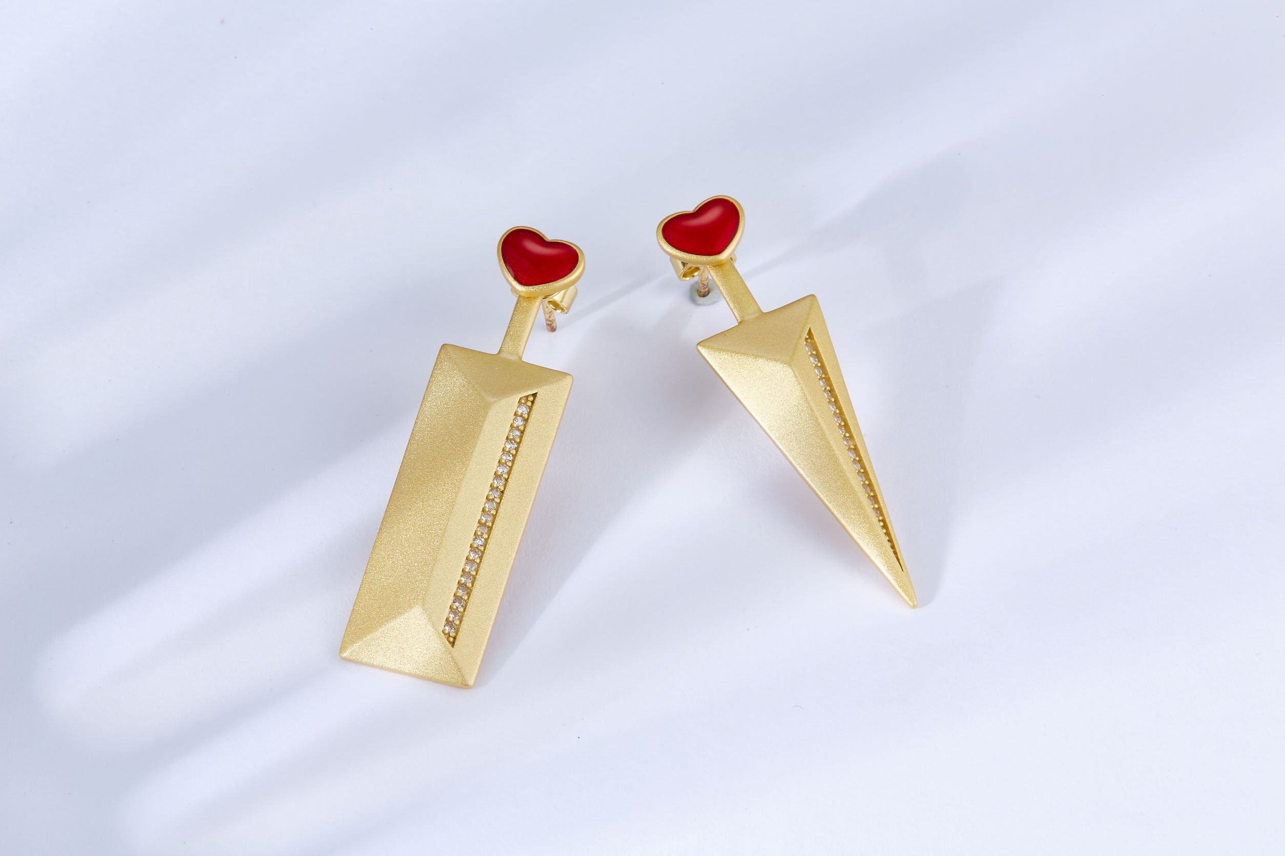 Asymmetric Spear Shield Enamel Drop Earrings