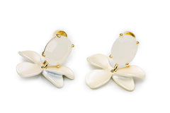 Golden Opal Flower Drop Earrings