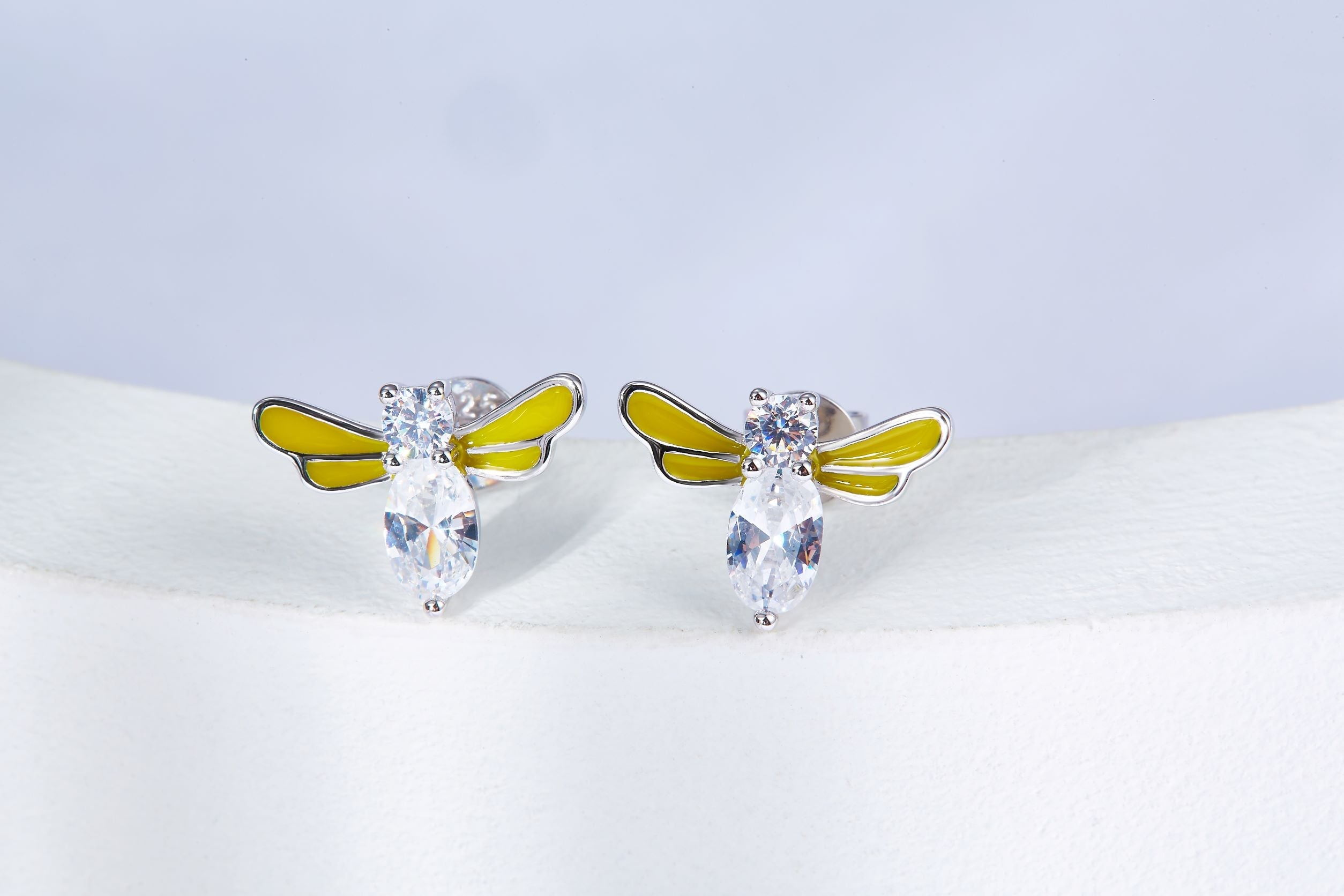 Little Bee Enamel Studs Earrings for Women