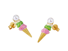 Ice Cream Pearl Enamel Stud Earrings