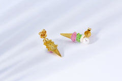 Ice Cream Pearl Enamel Stud Earrings