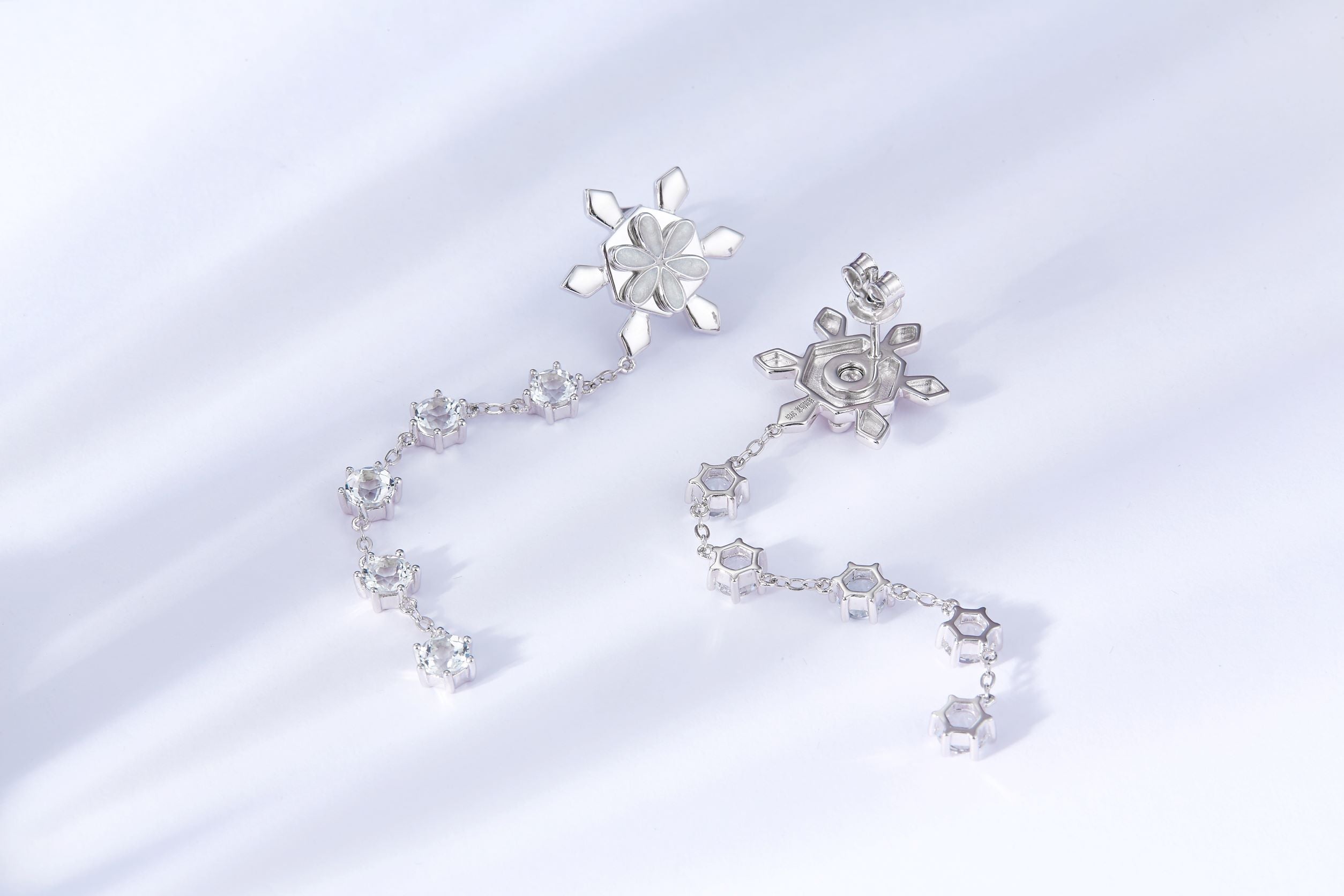 Snowflake Tassel Enamel Drop Earrings