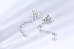 Snowflake Tassel Enamel Drop Earrings