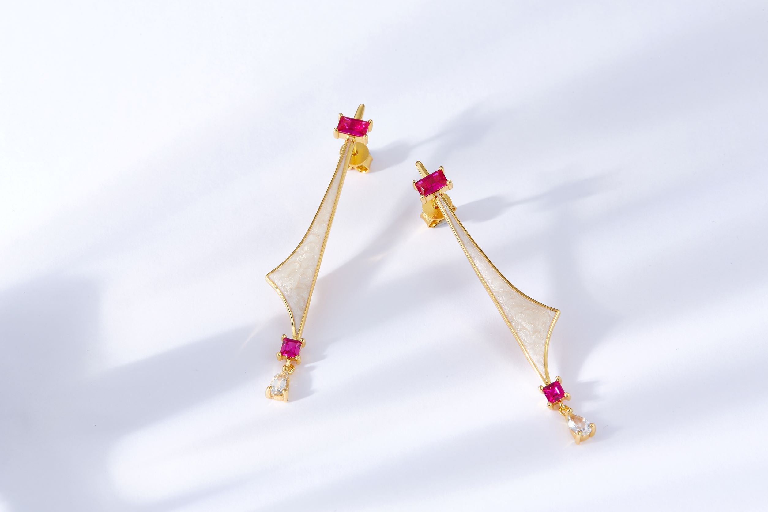 Golden Sailboat Enamel Drop Earrings