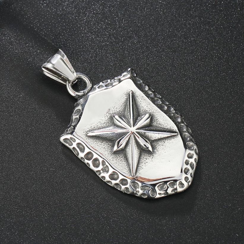 Octagonal Star Shield Titanium Steel Pendant for Men