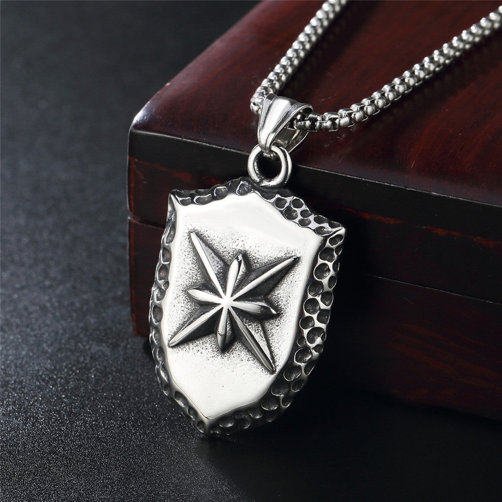 Octagonal Star Shield Titanium Steel Pendant for Men