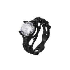 Halloween Skeleton Round Zircon Titanium Steel Ring for Men