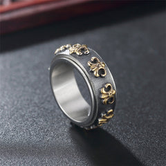 Children Flower Rotatable Titanium Steel Ring for Men