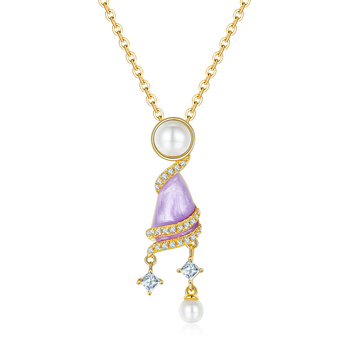 Wind Chimes Pearl Enamel Necklace