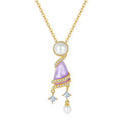 Wind Chimes Pearl Enamel Necklace