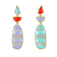 Sea Wave Colourful Enamel Drop Earrings