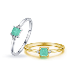 S925 Japanese Light Luxury Imitation Paraiba Tourmaline Temperament Women's Ring Personality Fresh and Sweet Ring Foreign Trade Jewelry