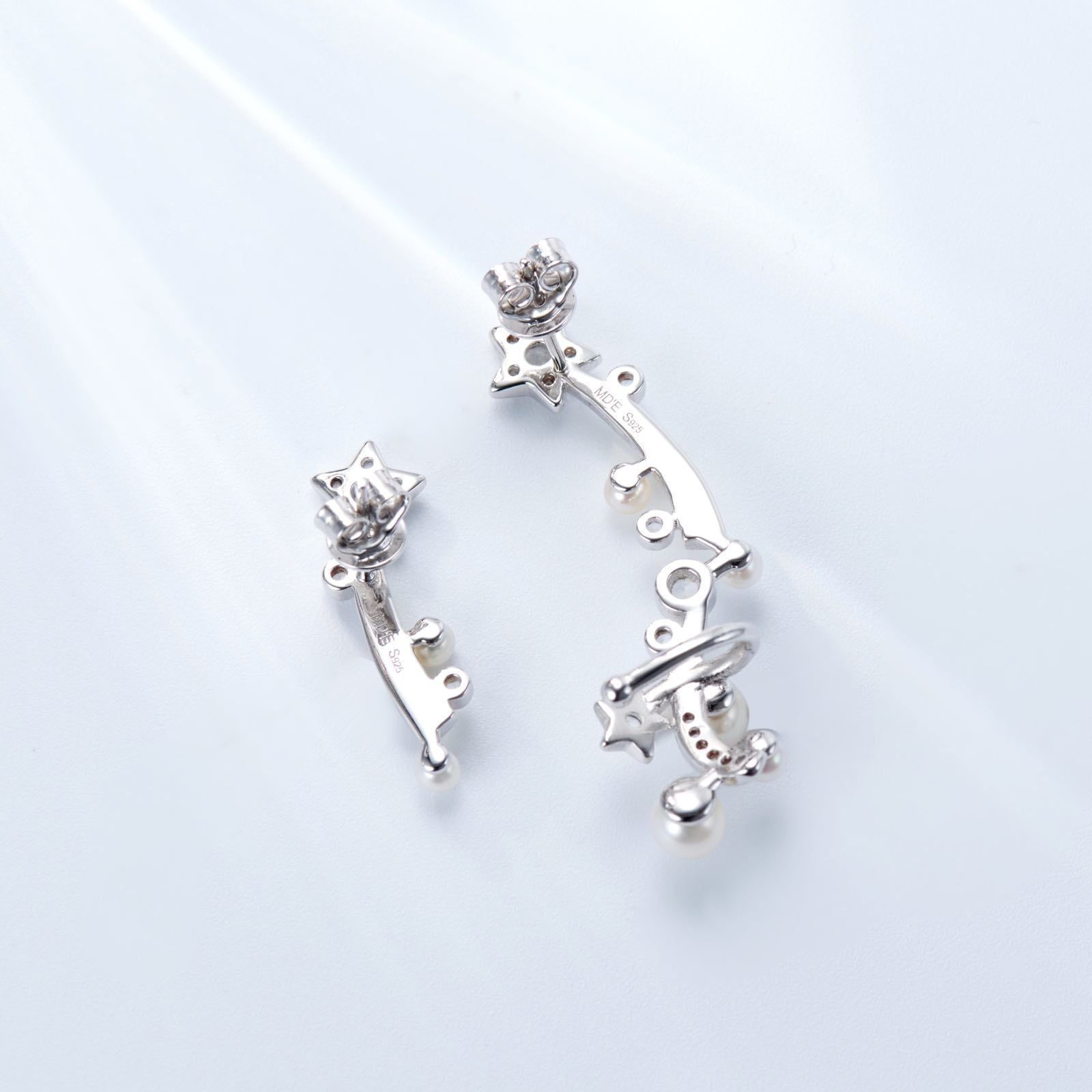 Asymmetric Enamel Meteor Ear Clips and Studs