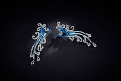 Spoondrift Blue Enamel Silver Drop Earrings