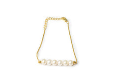 Multiple Freshwater Pearls Golden Bracelet