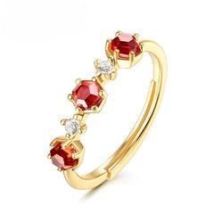 Hexagonal Gemstone Zircon Opening Sterling Silver Ring