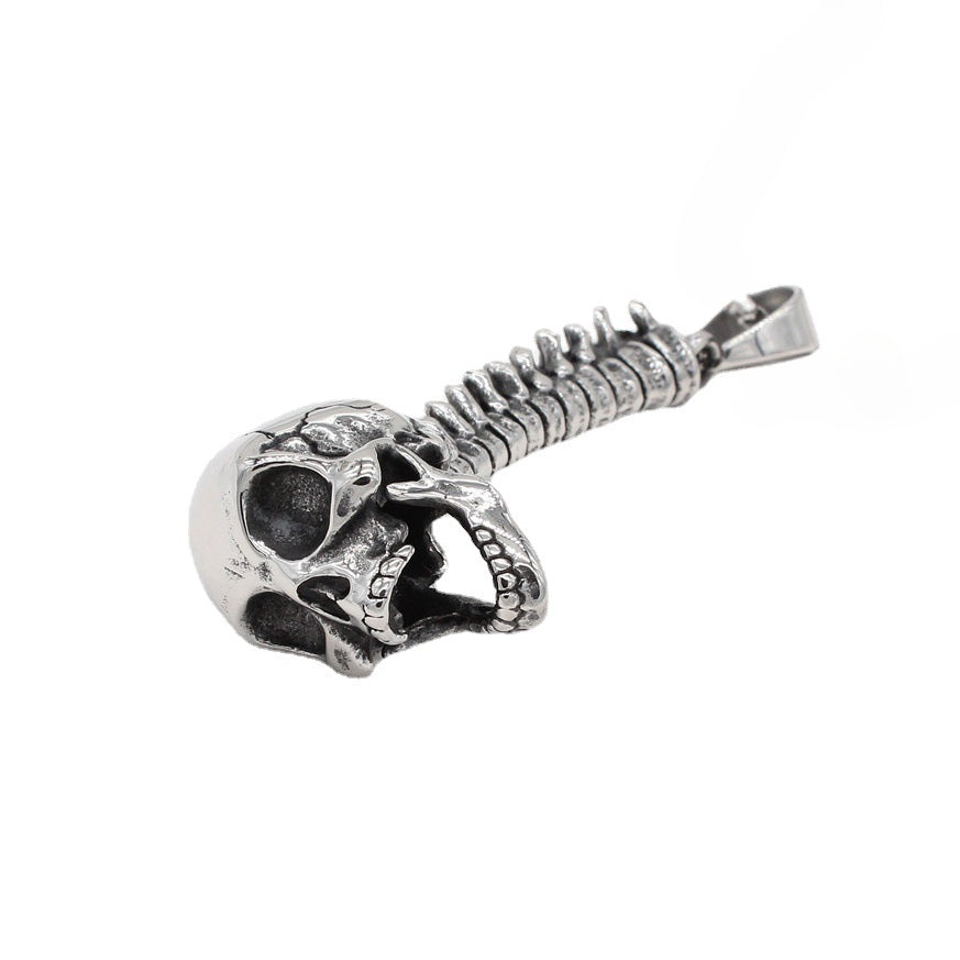 Halloween Long Necked Skull Titanium Steel Pendant for Men