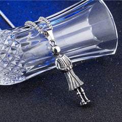 Halloween Sailor Skirt Skeleton Girl Titanium Steel Necklace for Men