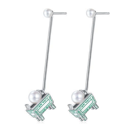 Quadripod Ding Enamel Pearl Drop Earrings