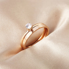 Summer Fashion Korean Edition Women's Rose Gold Small Ring Roman Digital Zircon Ring Joint Ring