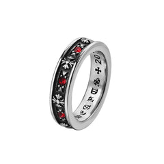 Cross Flower Zircon Titanium Steel Ring for Men