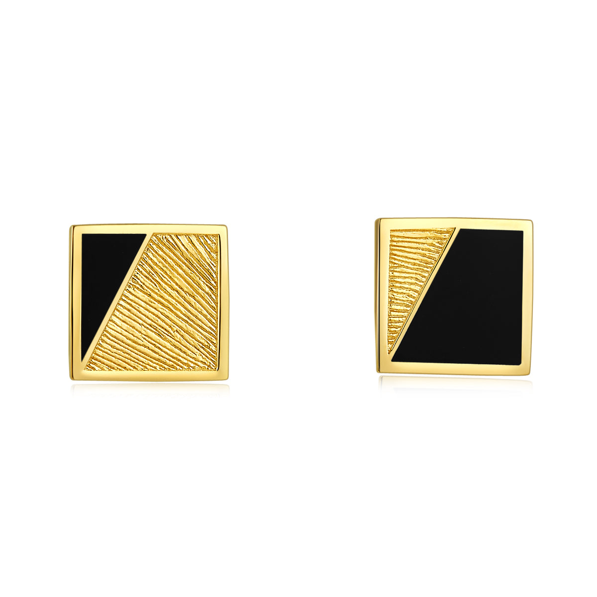 Square Black Enamel Stud Earrings