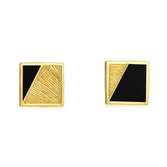 Square Black Enamel Stud Earrings