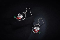 Owl Enamel Silver Hook Earrings