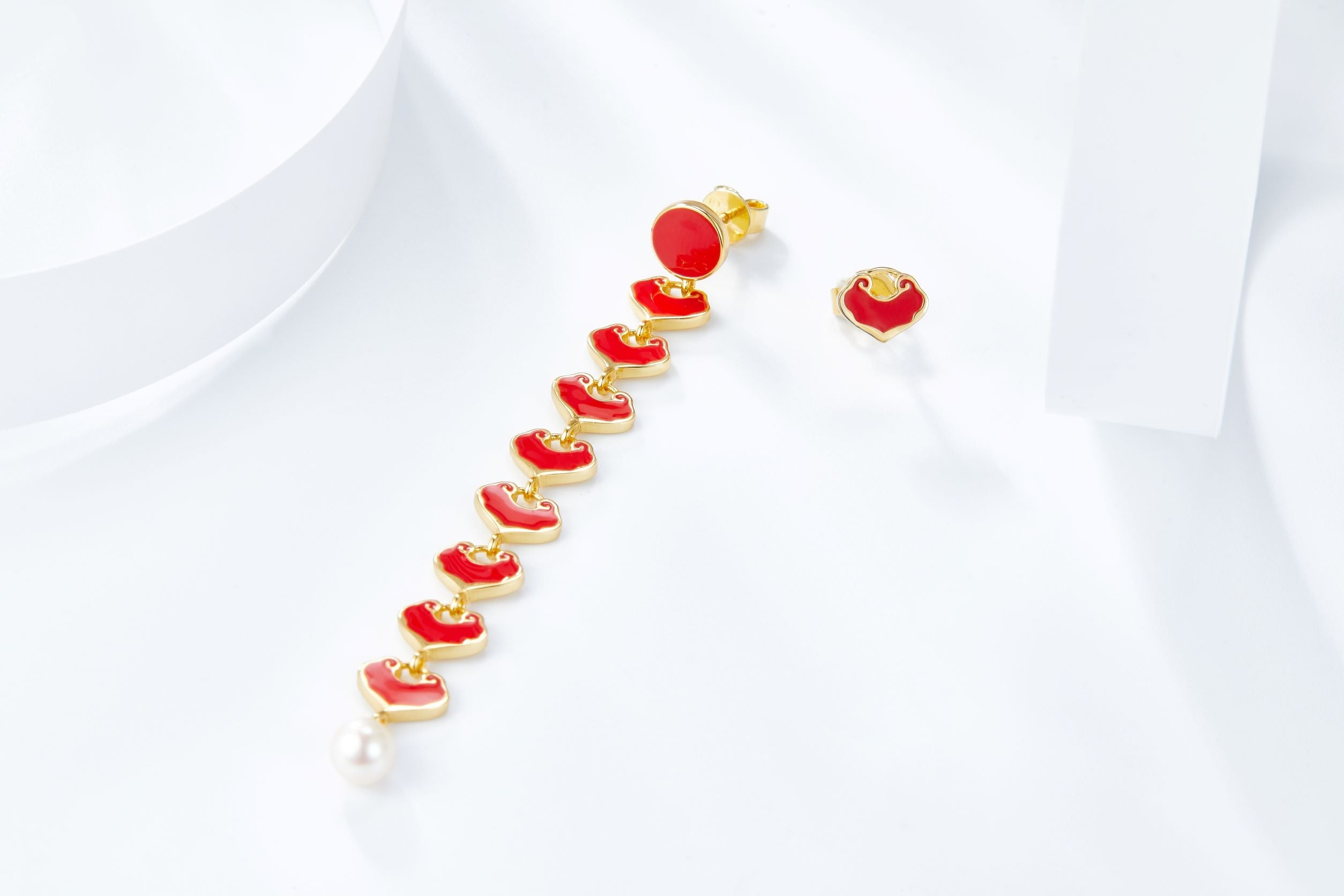 Asymmetric Happiness Wishes Enamel Earrings