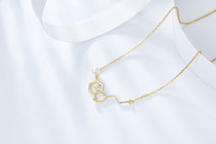 Molecule Structure Pearl Zircon Necklace