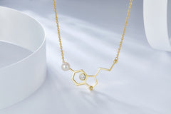 Molecule Structure Pearl Zircon Necklace