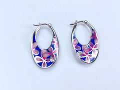 Blooming Flowers Oval Enamel Drop Earrings