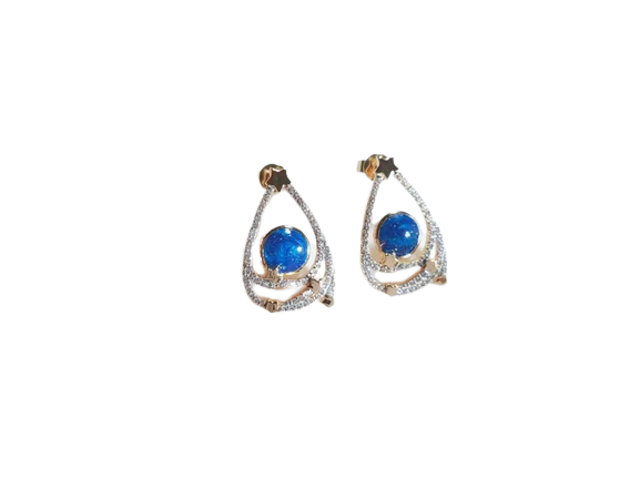Small Planet Blue Enamel Water Drop Earrings
