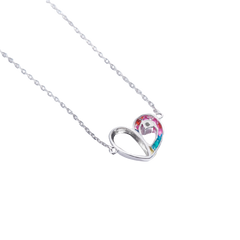 Rainbow Heart Enamel Necklace for Women