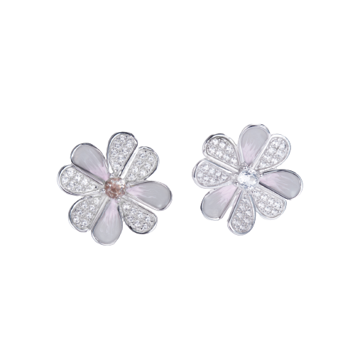Peach Blossom Enamel Studs for Women