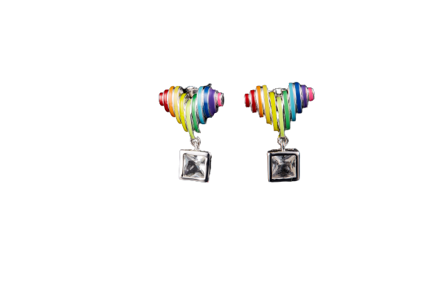 Rainbow Heart Enamel Stud Earrings