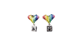 Rainbow Heart Enamel Stud Earrings