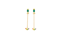 Rainbow Heart Enamel Tassel Drop Earrings