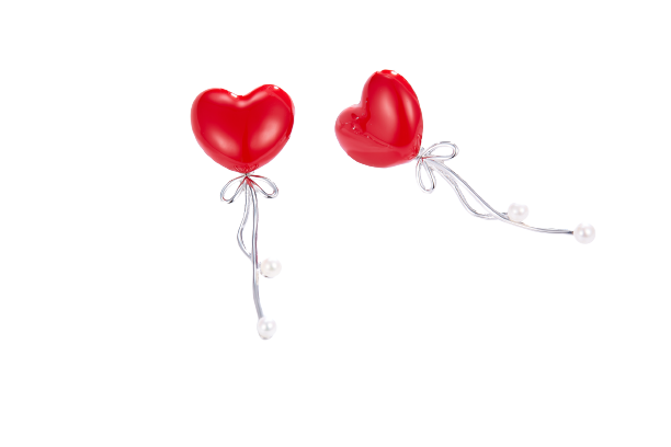 Enamel Red Heart  Pearl Earrings