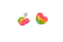 Colourful Heart Balloon Enamel Silver Stud Earrings