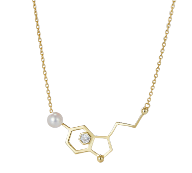 Molecule Structure Pearl Zircon Necklace