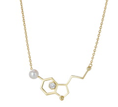 Molecule Structure Pearl Zircon Necklace