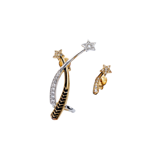Asymmetric Enamel Meteor Ear Clips and Studs