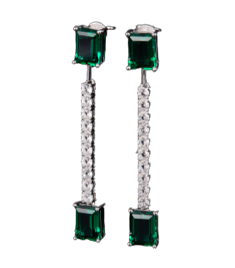 6.8Carat Rectangle Lab Created Emerald Drop Earrings