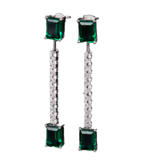 6.8Carat Rectangle Lab Created Emerald Drop Earrings