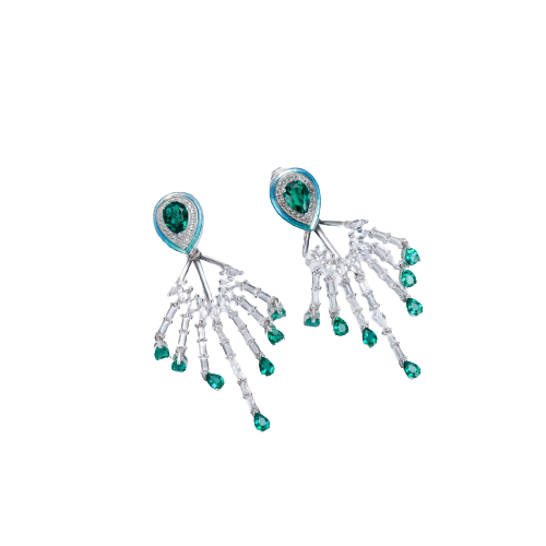 Phoenix Tail Enamel Drop Earrings